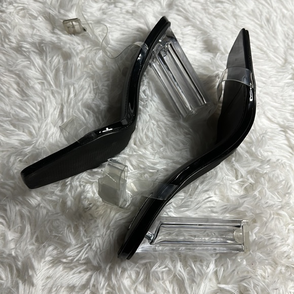 Clear Chunky Block High Heels Size 10 - Picture 3 of 9